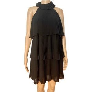 Samuel Dong LBD Sleeveless Accordion Pleats Black Above Knee Cocktail Dress